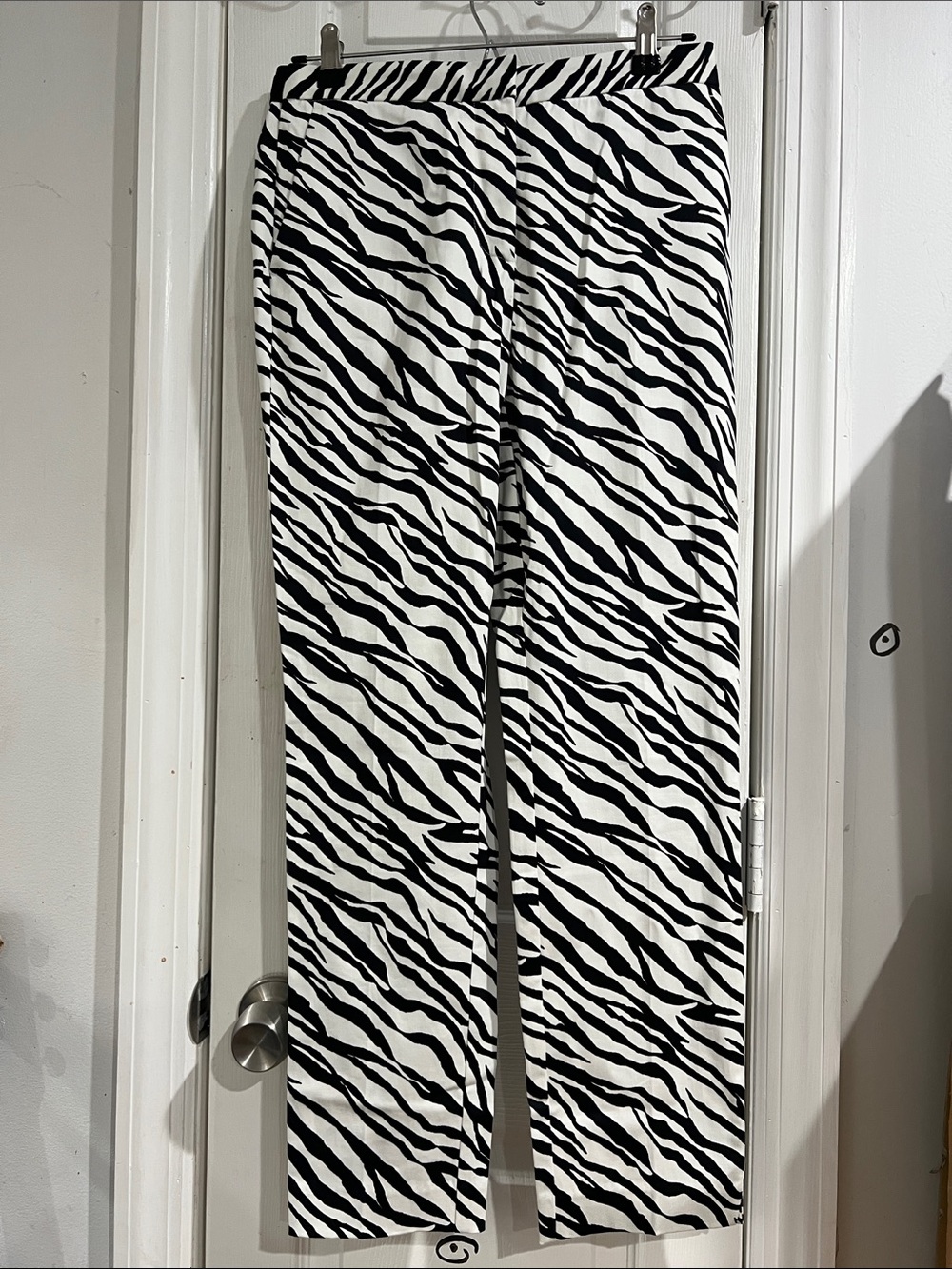 Zara Black & White Zebra Print Straight Leg Pants